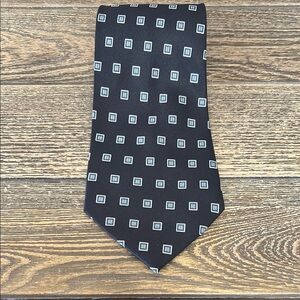 Rene Chagal Classic Black and Gray Geometric Silk Tie Hand Made‎